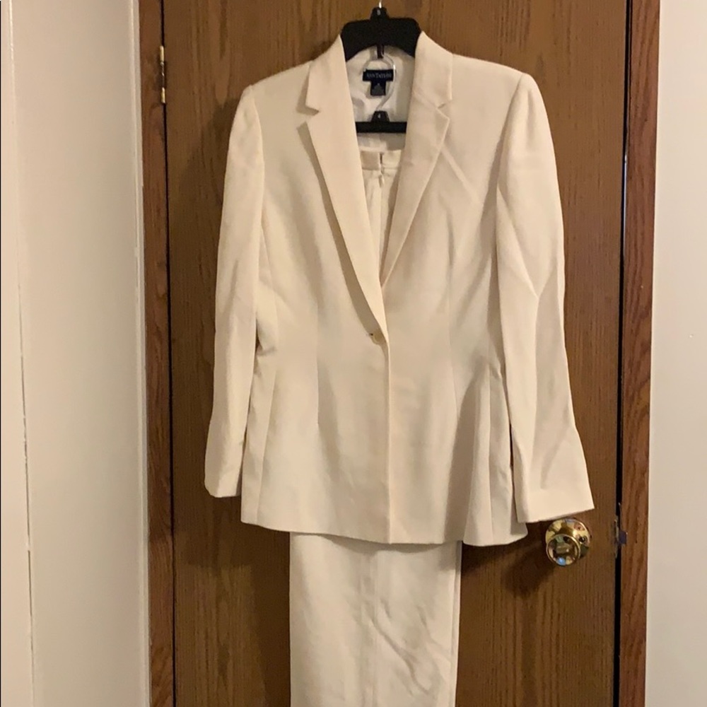 Cream colored Silk suit pants set